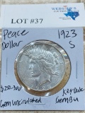 1923-S PEACE SILVER DOLLAR KEY DATE GEM BU