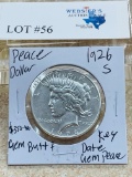 1926-S PEACE SILVER DOLLAR KEY DATE GEM BU++