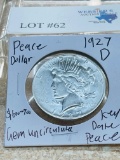 1927-D PEACE SILVER DOLLAR KEY DATE GEM UNC