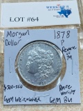1878-P MORGAN SILVER DOLLAR REVERSE OF 79 RARE GEM UNC BU