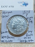 1878-P MORGAN SILVER DOLLAR REVERSE OF 79 RARE GEM UNC BU++