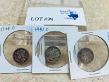 3PC SILVER MERCURY DIMES
