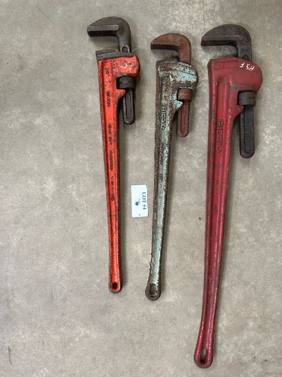 (3) PIPE WRENCHES