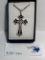 14K WHITE GOLD CHAIN W/ 18K WHITE GOLD DIAMOND CROSS PENDANT W/ APPRAISAL