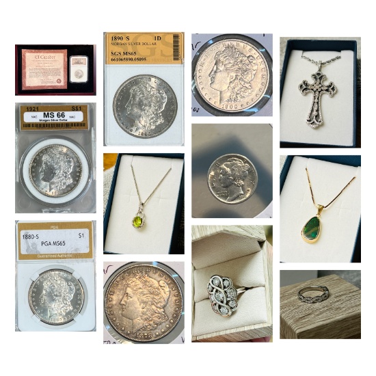 COINS, SILVER, JEWELRY & MORE