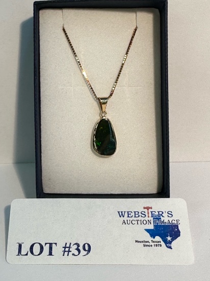 14K YELLOW GOLD CHAIN & OPAL PENDANT W/ APPRAISAL