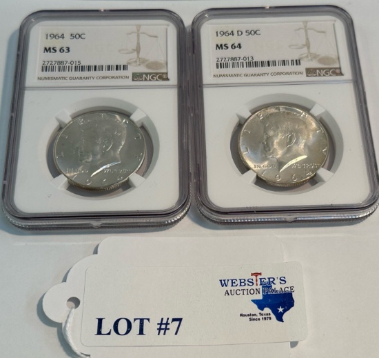 (2) NGC GRADED KENNEDY 50¢
