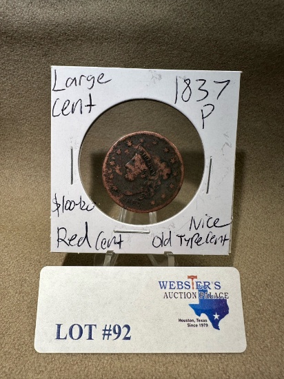 1837-P LARGE RED CENT