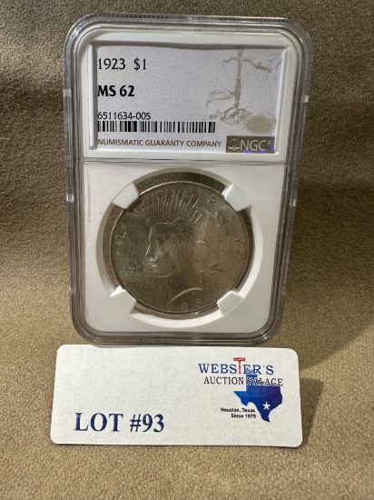 1923 NGC MS-62 PEACE SILVER DOLLAR