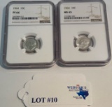 (2) NGC GRADED 1964 DIMES