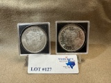 2PC 1921-D MORGAN SILVER DOLLARS