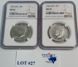 (2) 1965 NGC GRADED KENNEDY HALF DOLLARS
