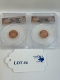 (2) 2008 LINCOLN 1¢ INAUGURAL EDITION - ANACS CERTIFIED