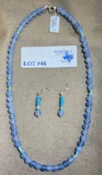SEA FOAM QUARTZ NECKLACE AND EARRING SET WITH STERLING SILVER