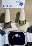 3PC GEMSTONE RINGS