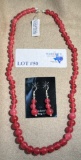 HAND CRAFTED CURRANT QUARTZ NECKLACE AND EARRING SET IN STERLING SILVER