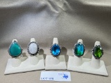 (5) GERMAN SILVER RINGS