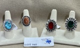 (4) GERMAN SILVER RINGS