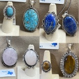 (4) GERMAN SILVER RING & PENDANT SETS