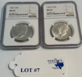 (2) NGC GRADED KENNEDY 50¢