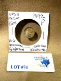 1942 WINGED SILVER MERCURY DIME - RAINBOW TONED