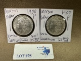 2PC 1900-P MORGAN SILVER DOLLARS