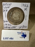 1962-M MEXICO SILVER PESO LIGHT TONING