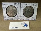 2PC 1926-P AND 1935-P PEACE SILVER DOLLARS - KEY DATES