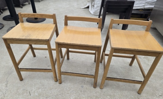 (3) COUNTER-HEIGHT WOOD STOOLS