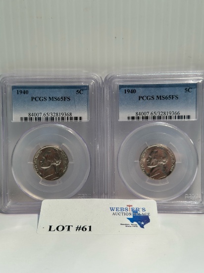 (2) 1940 PCGS GRADED 5¢