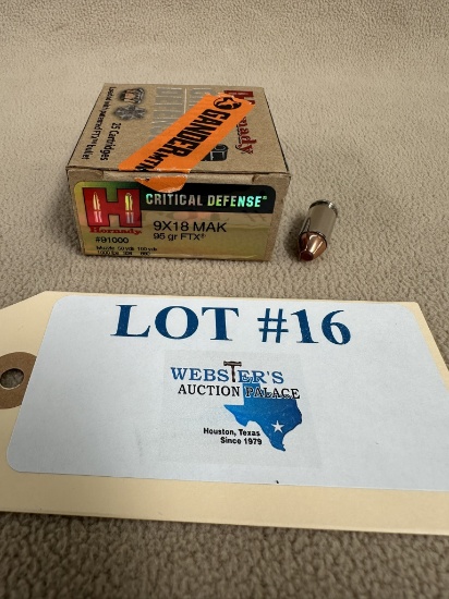 HORNADY FTX  9x18 MAKAROV AMMO