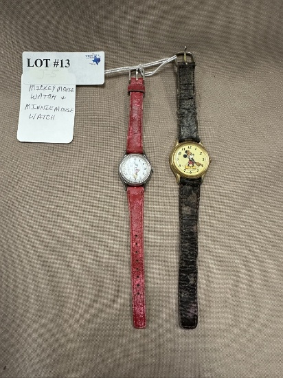 SET OF VINTAGE MICKEY & MINNIE MOUSE WRIST-WATCHES