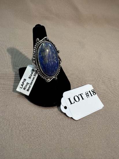 LAPIS & GERMAN SILVER RING
