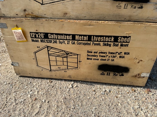 12x20 GALVANIZED METAL LIVESTOCK SHED