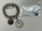 STERLING SILVER CHARM BRACELET W/ 2 CHARMS