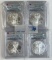 (4) 2012-W PCGS GRADED SILVER EAGLE COINS