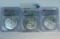 (3) PCGS GRADED  SILVER EAGLE COINS