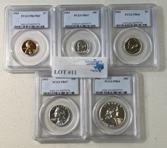 SET OF 1963 PCGS GRADED UNITED STATES PROOF COINS