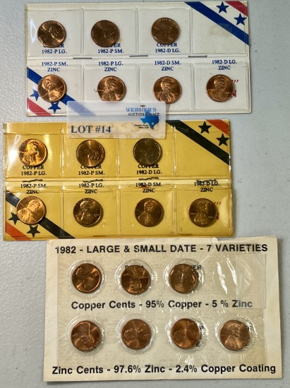 COLLECTION OF 1982 COPPER & ZINC 1¢