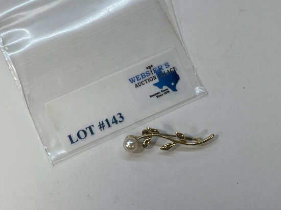 14K GOLD & PEARL BROACH