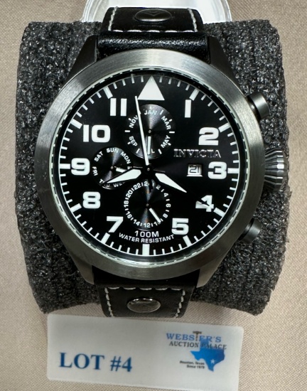 MEN'S INVICTA WATCH W/ GENUINE LEATHER BAND