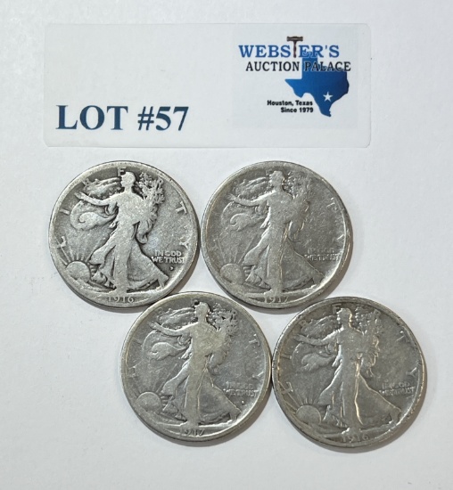 (4) 1916 & 1917 WALKING LIBERTY HALF DOLLARS