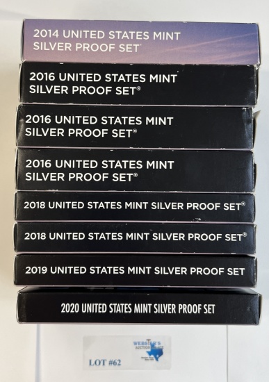(8) U.S. MINT SILVER PROOF SETS