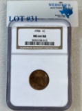 NGC GRADED 1906 INDIAN HEAD 1¢