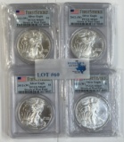 (4) 2012-W PCGS GRADED SILVER EAGLE COINS