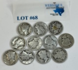 (11) 1920'S SILVER DIMES