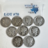 (9) 1916-1919 SILVER DIMES