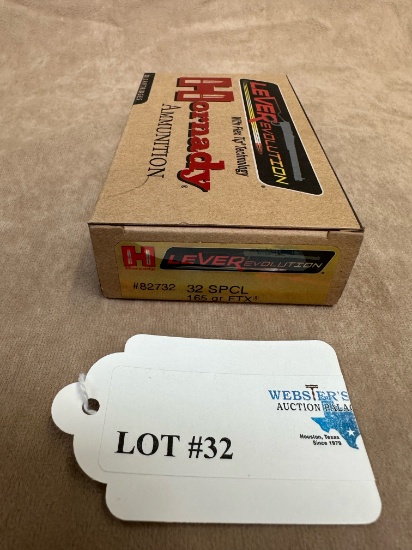 (1) BOX OF HORNADY .32 SPCL AMMUNITION