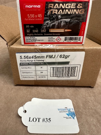 NORMA RANGE & TRAINING 5.56x45 FMJ 200 ROUND CASE
