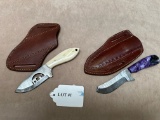 2PC CUSTOM HANDMADE DAMASCUS STEEL KNIVES WITH SHEATHS